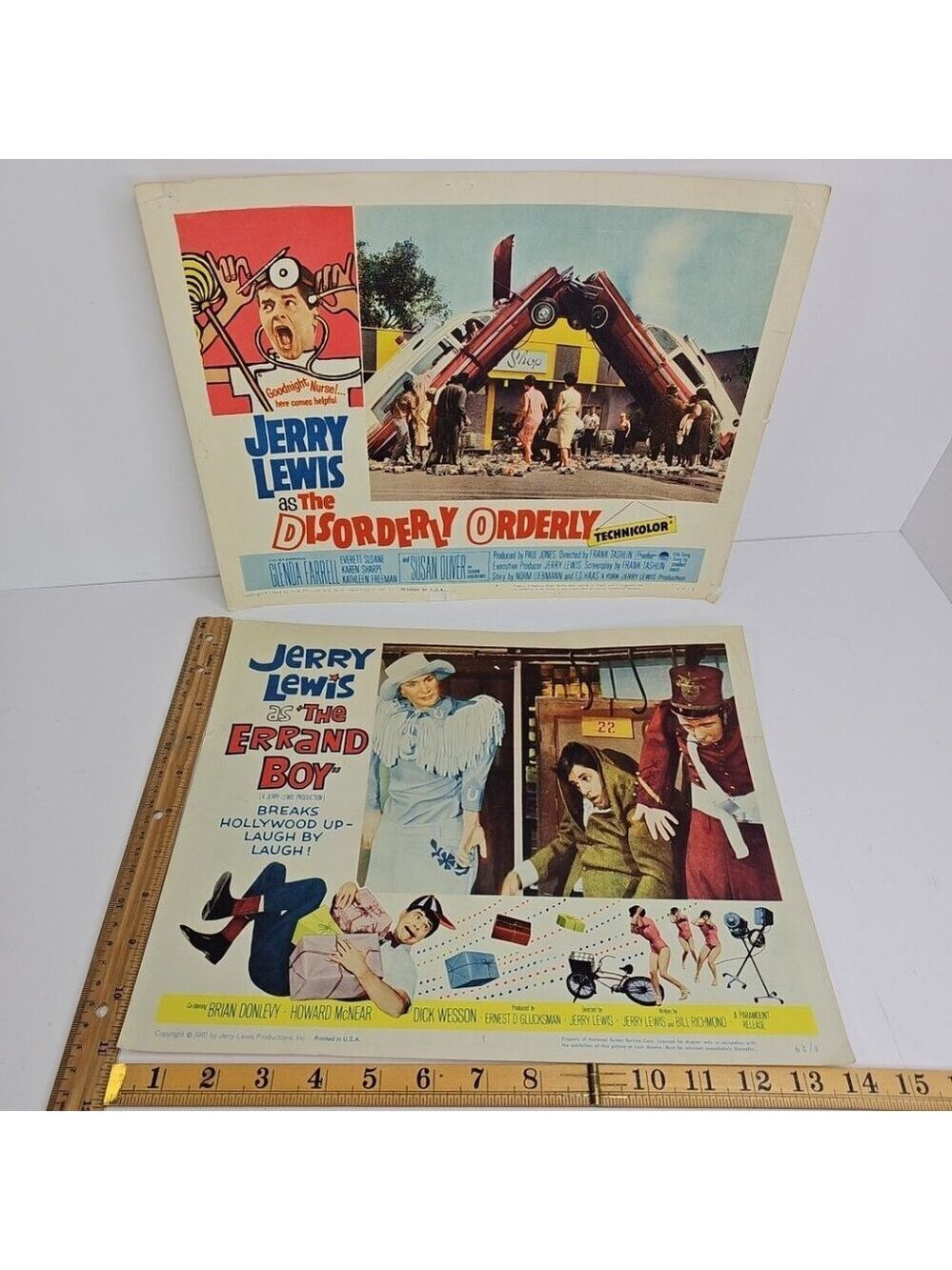 Jerry Lewis Lobby Card Lot (2) Disorderly Orderly & Errand Boy 1960s